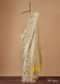 Canary Yellow Saree In Georgette With Striped Banarasi Zari Weave And An Unstitched Blouse