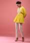 Cyber Yellow Top And Pant Set In Georgette With Empire Line Cut And Embroidery