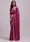 Azalea Pink Festive Saree In Muslin With Floral Prints And Gota Patti Border Work