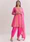 Pink Georgette Kurta Dhoti Suit With Gotta Lace And Moti Work