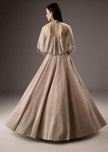 Baby Pink Fancy Bridesmaid Lehenga With Cape