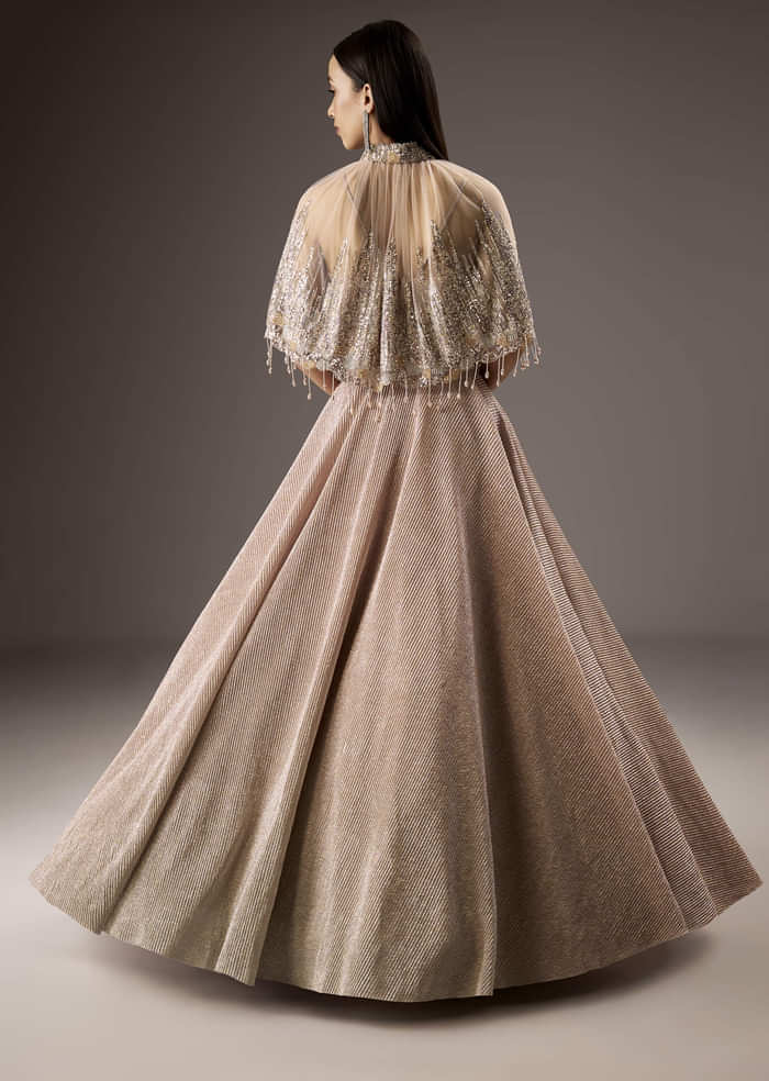 Baby Pink Fancy Bridesmaid Lehenga With Cape