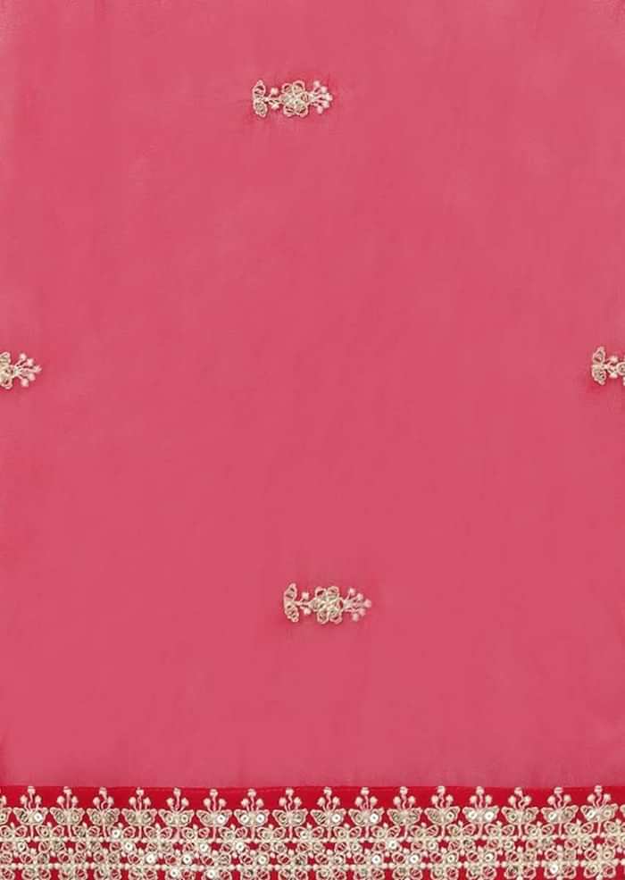 Baby Pink Palazzo Suit With Peplum Kurti Adorned With Resham Work In Chevron Pattern Online - Kalki Fashion
