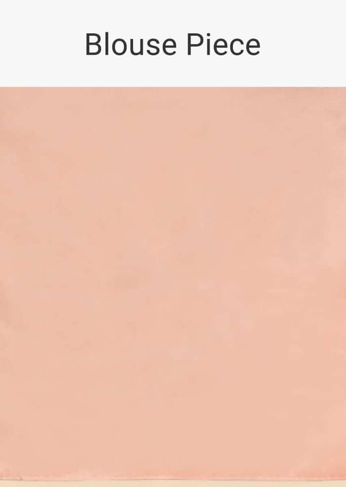 Baby Pink Saree In Organza With Floral Print All Over And Scalloped Resham Border Along With Unstitched Blouse