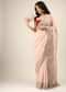 Baby Pink Saree In Organza With Multi Colored Sequins Embroidered Floral Motifs On The Border And Butti Work