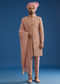 Baby Pink Tussar Sherwani Set With Cutdana Embroidery And Organza Dupatta