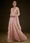 Baby Pink V Neck Anarkali With Printed Dupatta