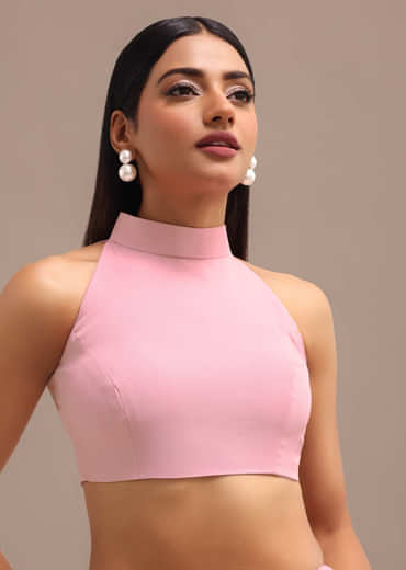 Baby Pink Georgette Chikankari Saree With Unstitched Blouse