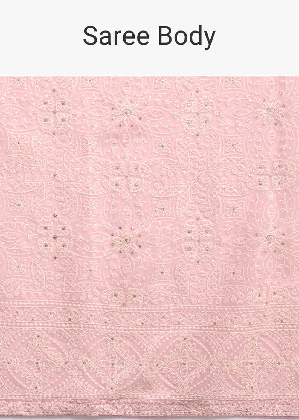 Baby Pink Georgette Chikankari Saree With Unstitched Blouse