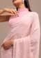 Baby Pink Georgette Chikankari Saree With Unstitched Blouse