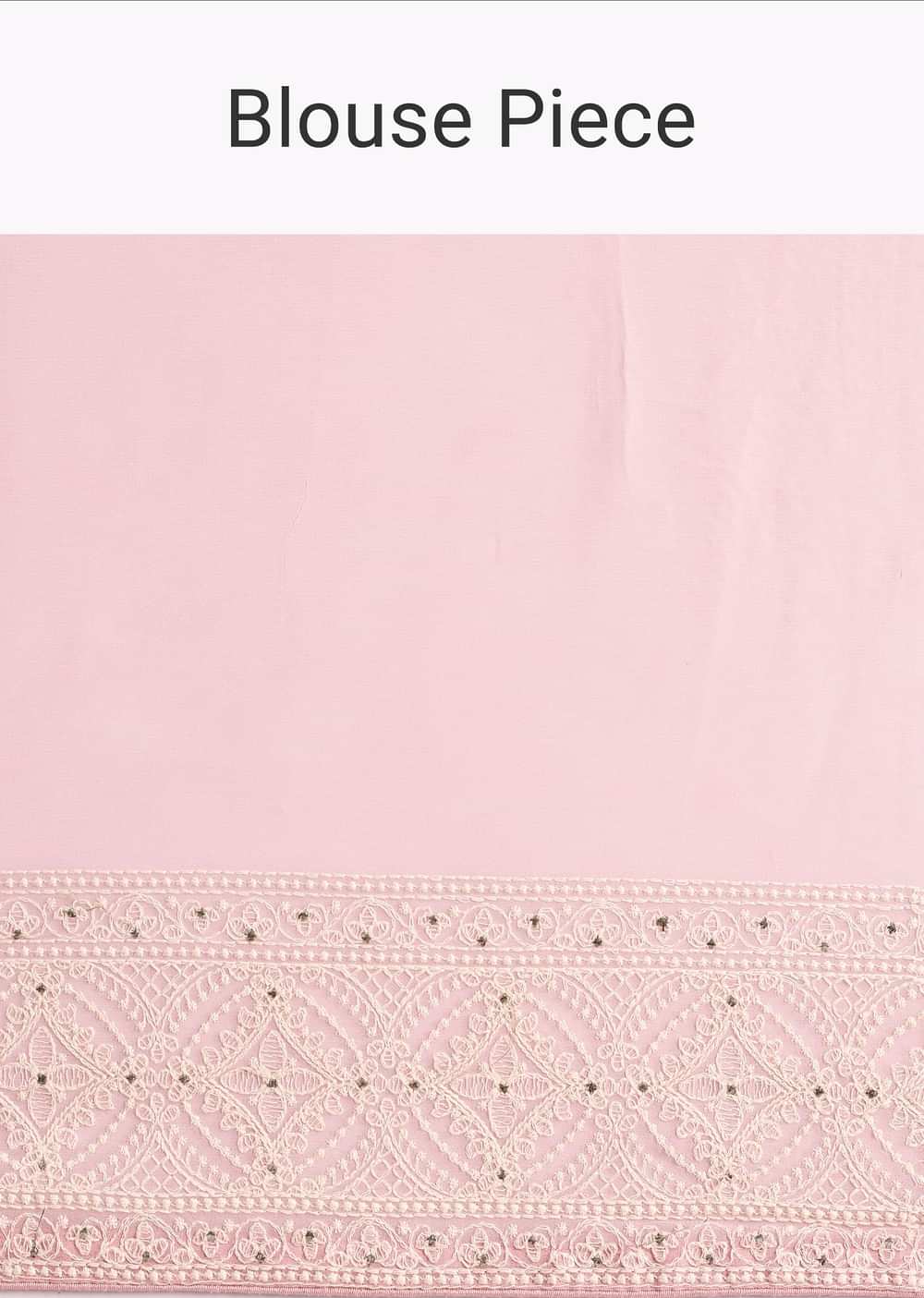 Baby Pink Georgette Chikankari Saree With Unstitched Blouse