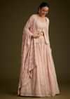 Baby Pink Georgette Lehenga Set With Lucknowi And Mirror Work