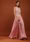 Baby Pink Jumpsuit In Satin With Lehariya Print And Moti Embroidery