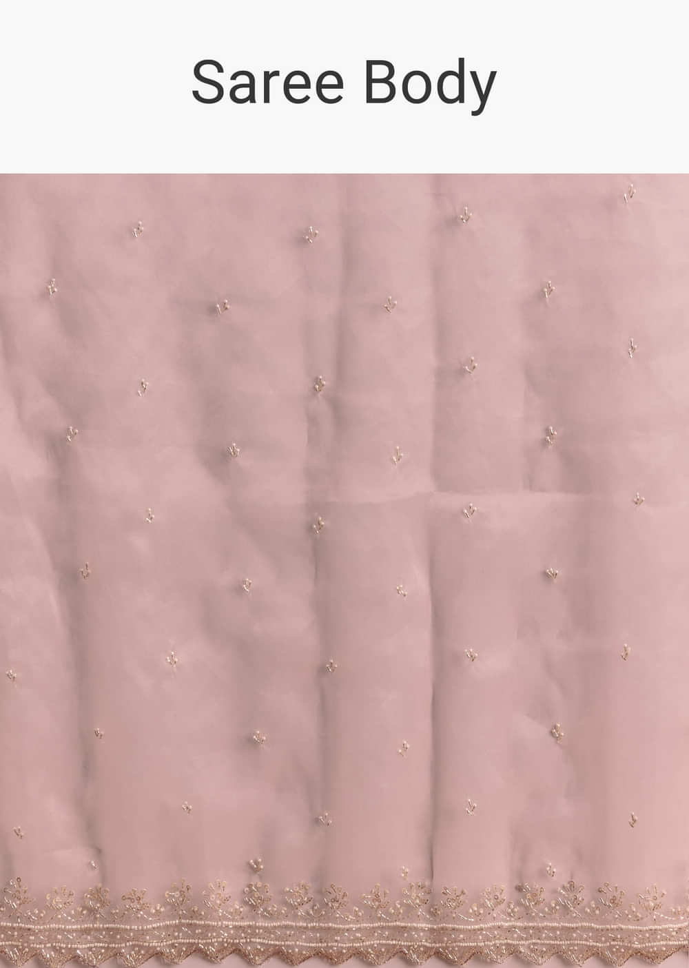 Baby Pink Organza Embroidered Saree With Jaal Work