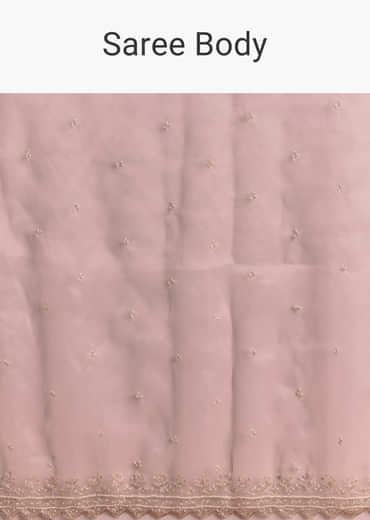 Baby Pink Organza Embroidered Saree With Jaal Work