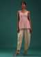 Baby Pink Peplum Top And Dhoti Set With Abla Work