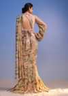 Baby Pink Ready-To-Wear Tiered Ruffle Saree With Floral Print