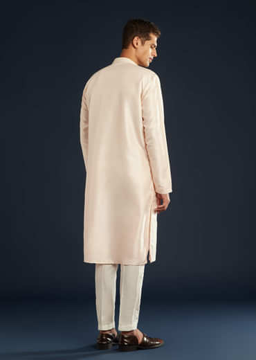 Baby Pink Silk Kurta Set with Resham Thread Accents