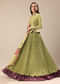 Bamboo Green Embroidered Anarkali Suit With Printed Dupatta