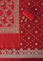 Banarasi Beauty Silk Dress Material Suit Set in Stunning Red with Classic Print
