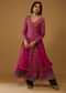 Magenta Pink Anarkali Suit With Bandhani Print And Embroidery