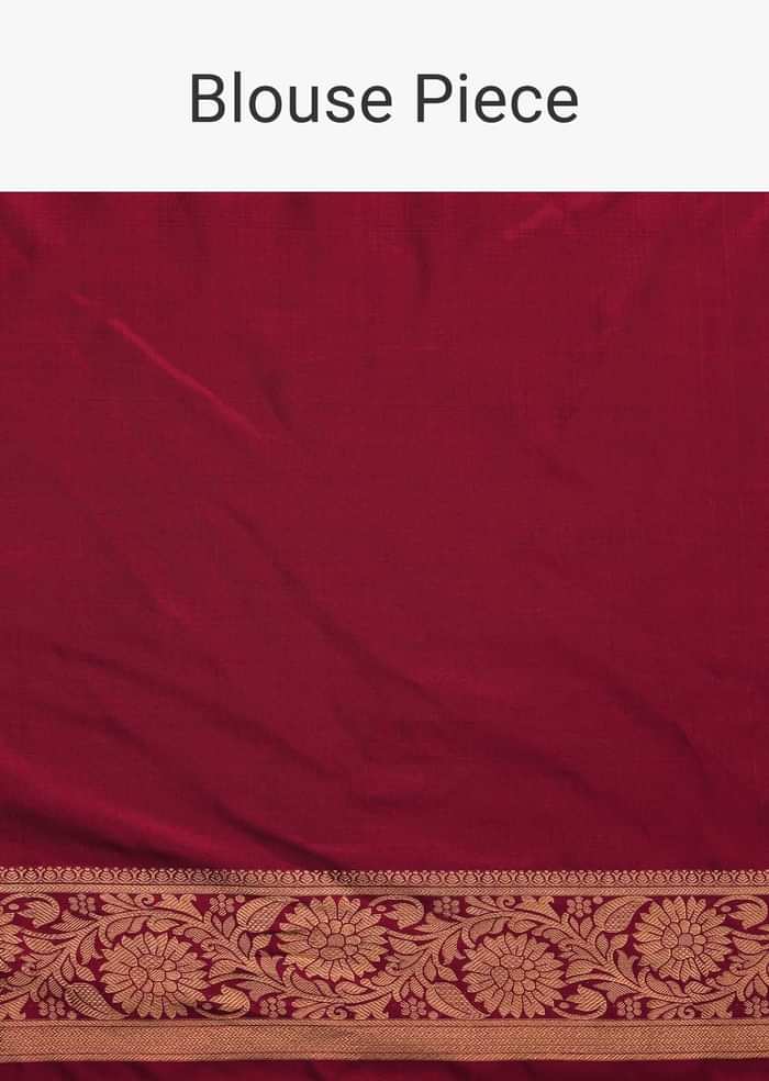 Magenta Pink Kanjivaram Saree In Pure Uppada Silk With Zari Weave And Unstitched Blouse