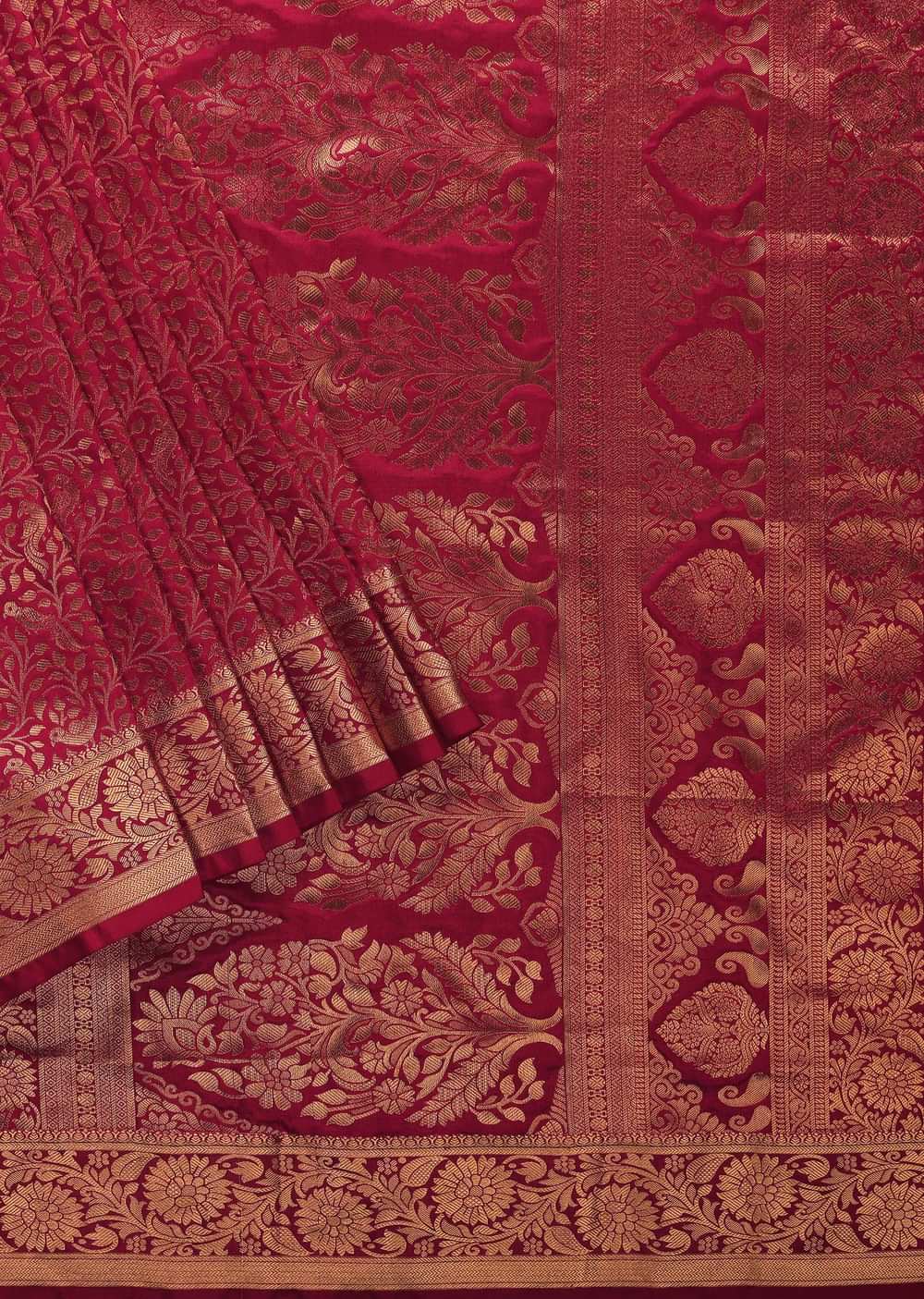 Magenta Pink Kanjivaram Saree In Pure Uppada Silk With Zari Weave And Unstitched Blouse