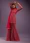 Barberry Red Sharara Suit In Georgette With All Over Print And Churidar Sleeves
