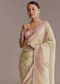 Beige And Pink Ombre Jacquard Embroidered Saree With Mirror Work