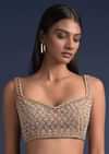 Beige Blouse In Raw Silk Heavily Embroidered With Zardosi And Moti Work