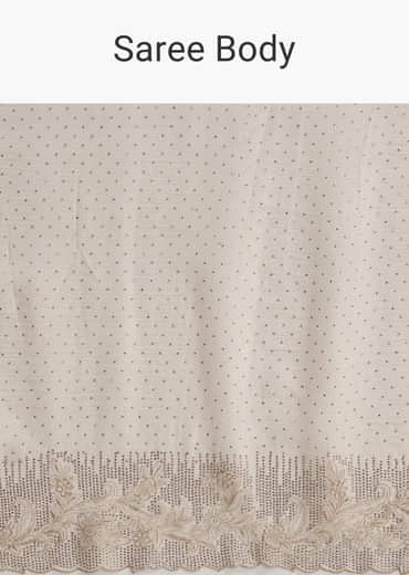 Beige Chiffon Saree with Resham Floral Cutwork