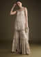 Beige Chinon Sharara Suit With Sequins And Moti Work