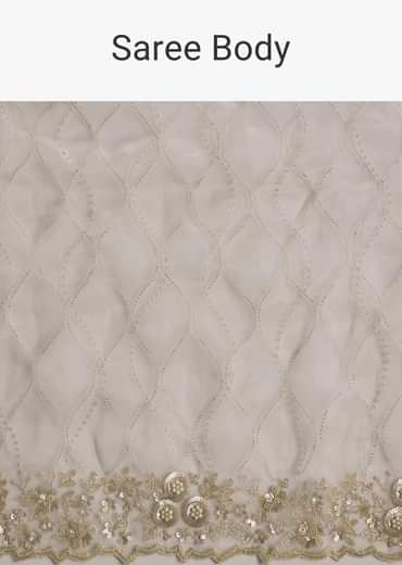 Beige Cream Tissue Saree With Floral Jaal