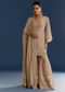 Beige Crepe Printed Kurta Sharara With Dupatta