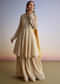 Beige Crush Tissue Embroidered Kurta Sharara Suit With Dupatta