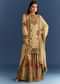Beige Crush Tissue Floral Printed Kurta Palazzo With Dupatta
