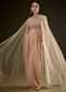 Beige Drape Dhoti Skirt With Embroidered Bustier And Long Cape