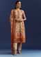 Beige Floral Printed Kurta And Dupatta With Cut Dana And Zardosi Work