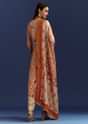 Beige Floral Printed Kurta And Dupatta With Cut Dana And Zardosi Work
