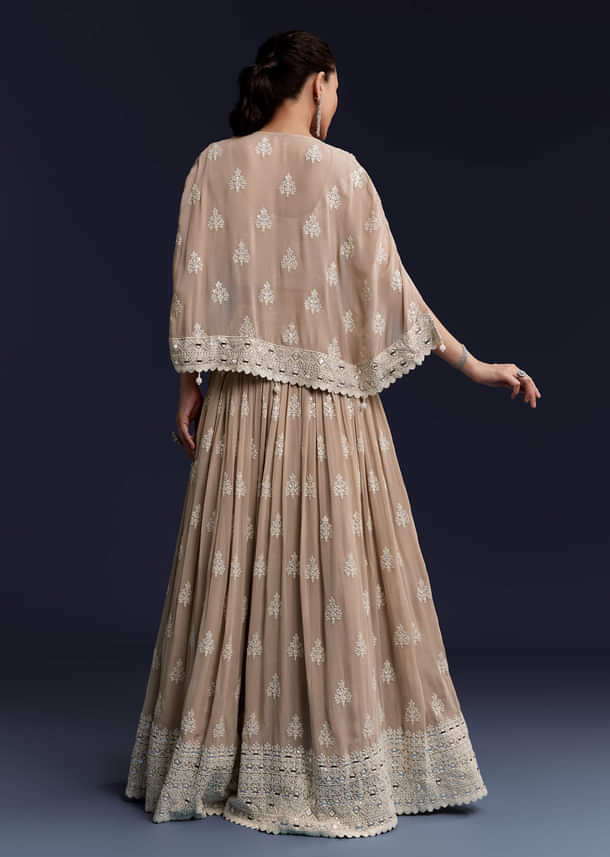 Beige Georgette Bridesmaid Lehenga With Thread And Sequins Work Beige Georgette Bridesmaid Lehenga With Thread And Sequins Work