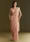 Beige Glass Tissue Saree With Moti Cutdana And Sequins Embroidery And Scallop Border