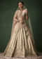 Beige Gold Bridal Raw Silk Lehenga Set with Two Dupattas