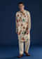 Beige Kalamkari Print Mens Kurta and Pant Set