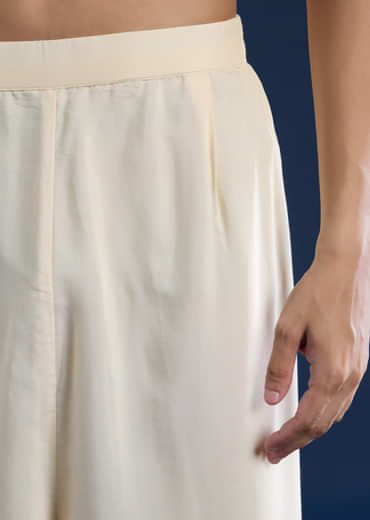 Beige Kalamkari Print Mens Kurta and Pant Set