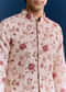 Beige Linen Kurta Jacket Set With Sequins And Thread Embroidery