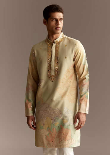 Beige Mirror Kurta Set