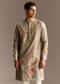 Beige Mirror Work Kurta Set