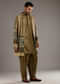 Beige Modal Linen Kurta Jacket Set For Men With Hand Block Ajrakh Print