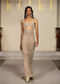 Beige Net Bridal Gown With Bustier Layer
