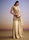 Beige Net Palazzo Suit With Moti And Cut Dana Embroidery